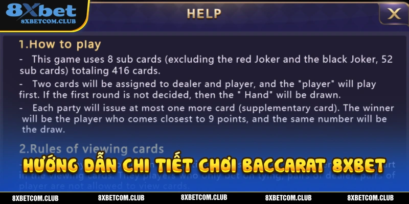 Hướng dẫn chi tiết cách tham gia baccarat 8XBET