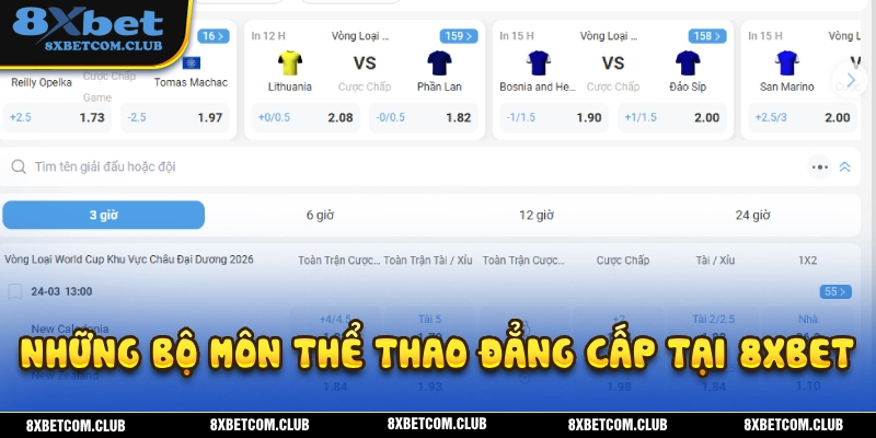 Những bộ môn thể thao đỉnh cao tại nhà cái 8XBET