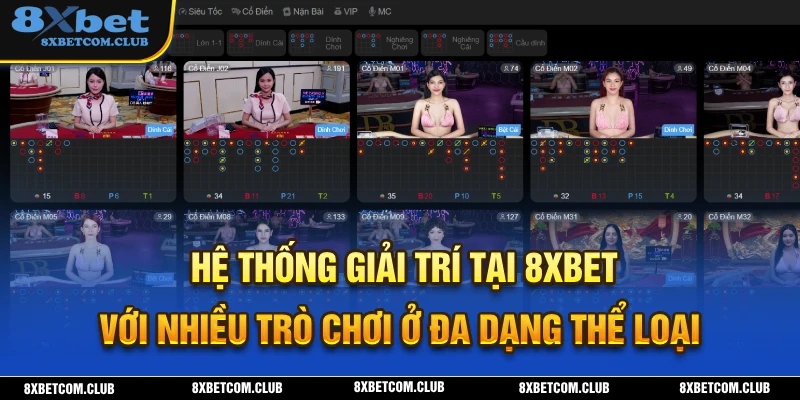 Kho trò chơi 8XBET sở hữu nhiều trò chơi ở đa dạng thể loại khác nhau