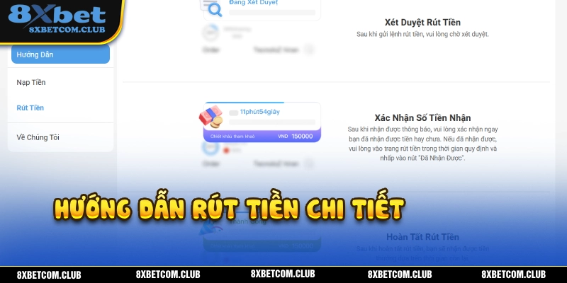 Hướng dẫn chi tiết các bước thực hiện rút tiền 8XBET